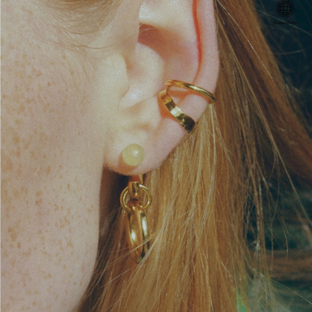 NWT/NIB Maria Black Ripples Ear Cuff - 18k Gold over Sterling Silver